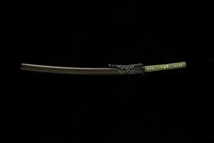 Green Tsuka Katana, Cracked Pattern Saya, Collectible Japanese Sword