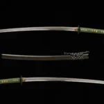 Green Handle Katana Set, T10 Clay Tempered Blade, Full Tang Decor Sword