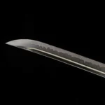 Hand Polished Katana Blade Close-up, Real Hamon Pattern, Forged Steel