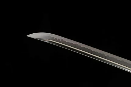 Hand Polished Katana Blade Close-up, Real Hamon Pattern, Forged Steel