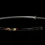 Dragon Painted Saya Katana, Black Tsuka, Hand Forged Decor Japanese Sword